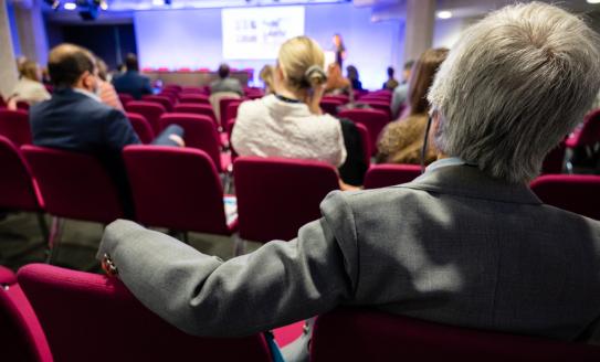 Audience attending a presentation