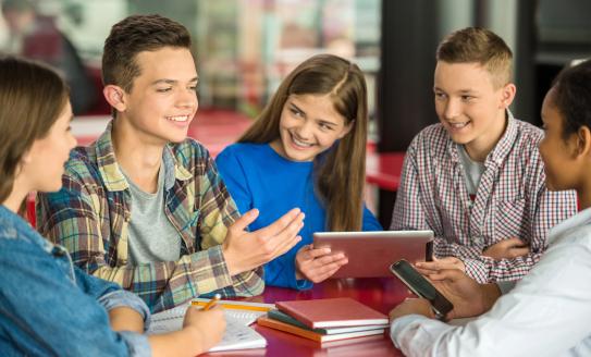 Group of teenagers talking