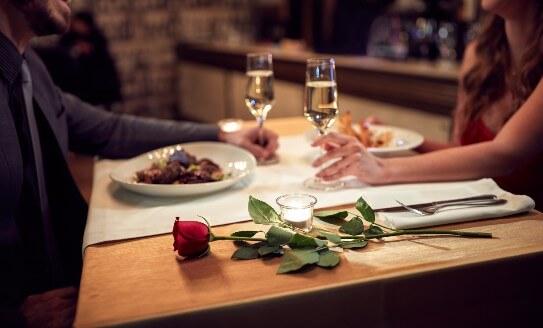 Two people having a Valentine's day meal together